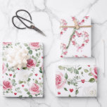 Rose Floral Hearts Bridal Shower Wrapping Paper Sheet<br><div class="desc">Rose Floral Hearts Bridal Shower</div>