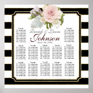 Rose Floral Modern Reception Table Seating Chart