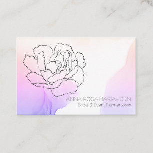 *~* Rose Floral Pastel Lavender & Pink Watercolor Business Card