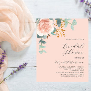 Rose floral peach Bridal Shower invitation