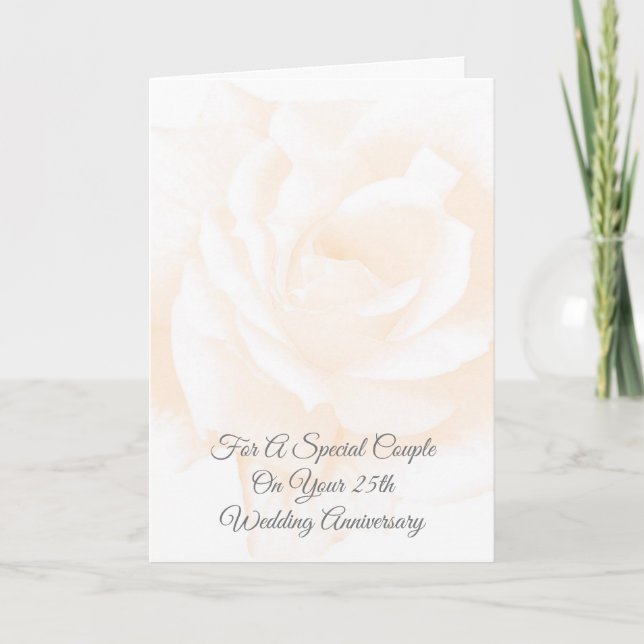 Rose Floral Personalised 25th Wedding Anniversary Card (Front)