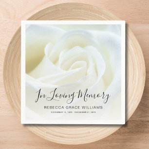 Rose Floral Photo Memorial Funeral  Napkin