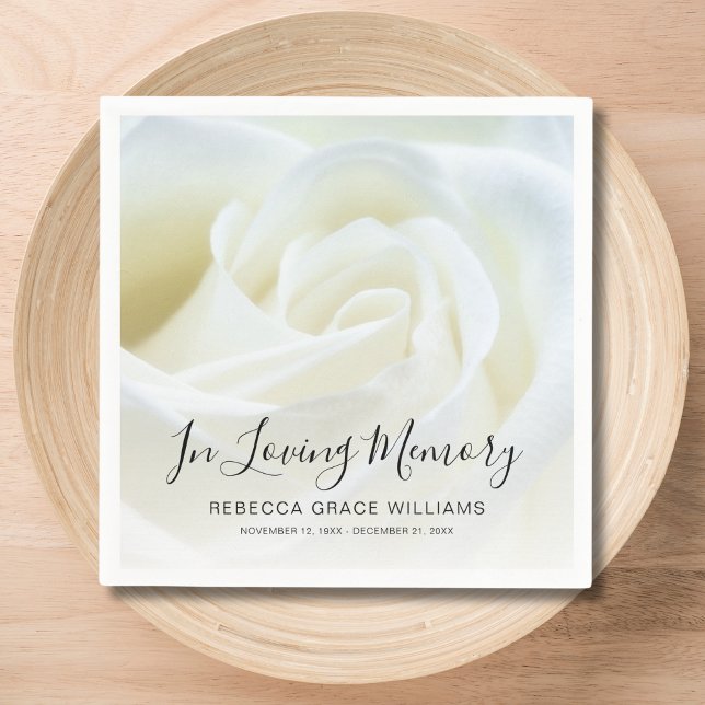 Rose Floral Photo Memorial Funeral  Napkin (Floral Rose Napkin)