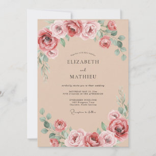 Rose Floral Romance Wedding Invitation
