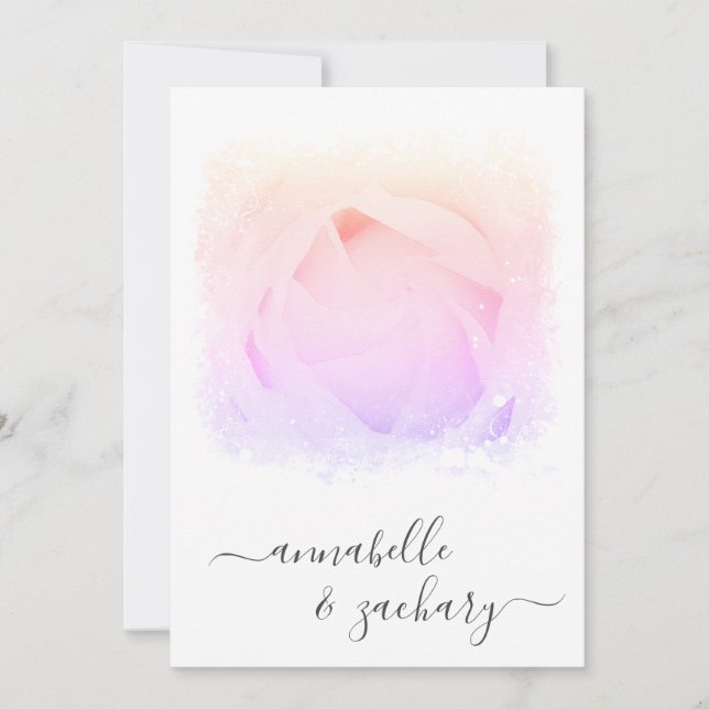 *~* Rose Floral RSVP - QR  AR8 WEDDING Invitation (Front)