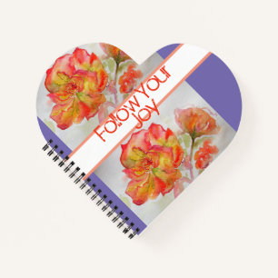 Rose Floral Watercolour Orange Follow Your Joy Notebook