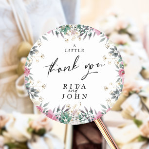 Rose Floral Wedding Colourful a Sweet Thank You Classic Round Sticker