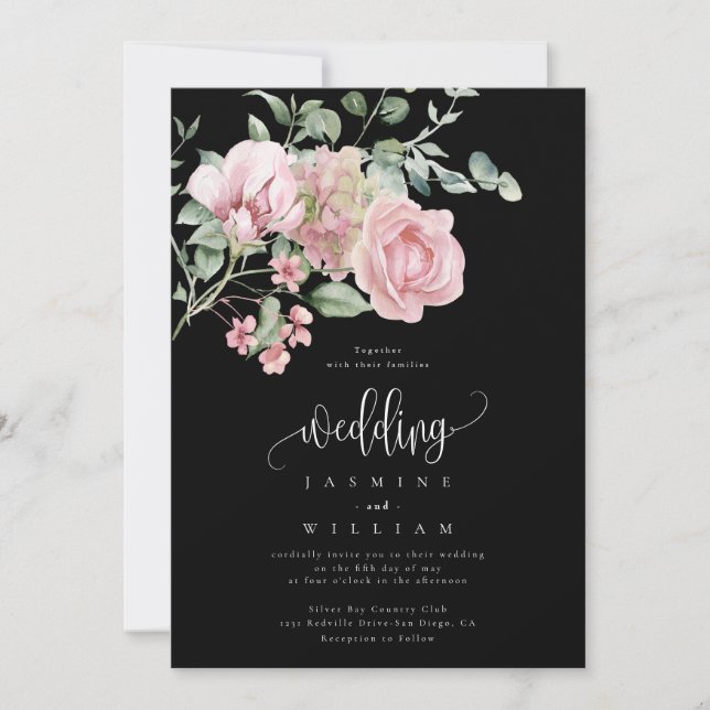 Rose Floral Wedding  Invitation (Front)