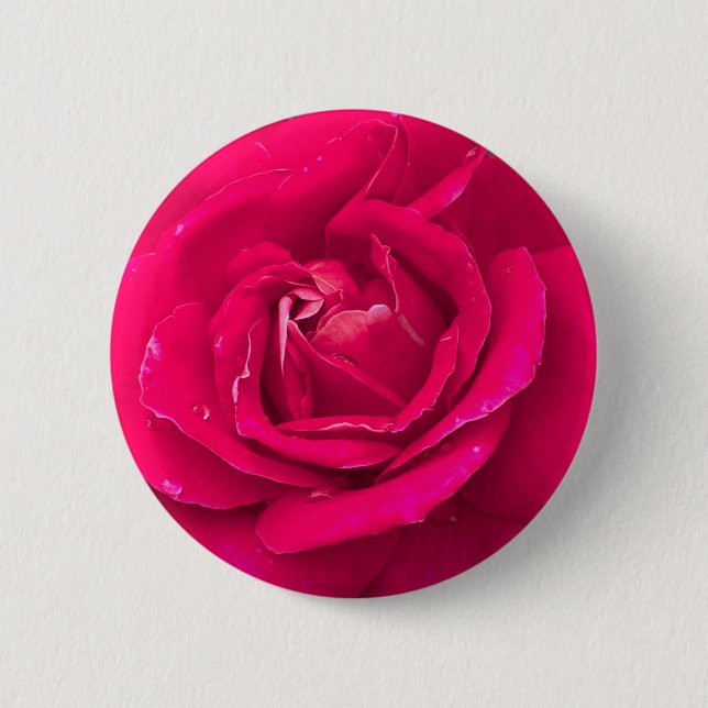 Rose flower 6 cm round badge (Front)