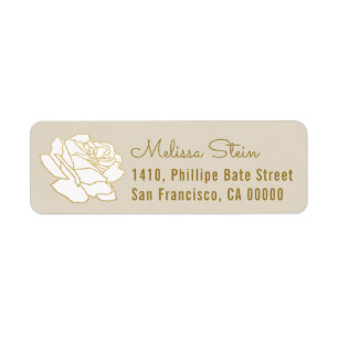 rose flower beige return address label with name