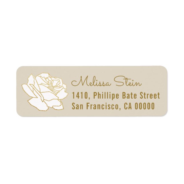 rose flower beige return address label with name (Front)
