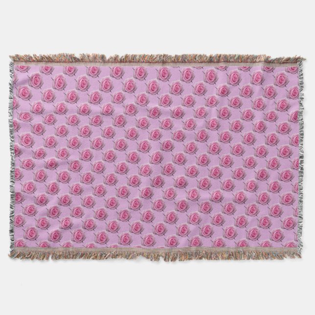 Rose Flower Blanket Pink Roses Throw Blankets Gift (Front)