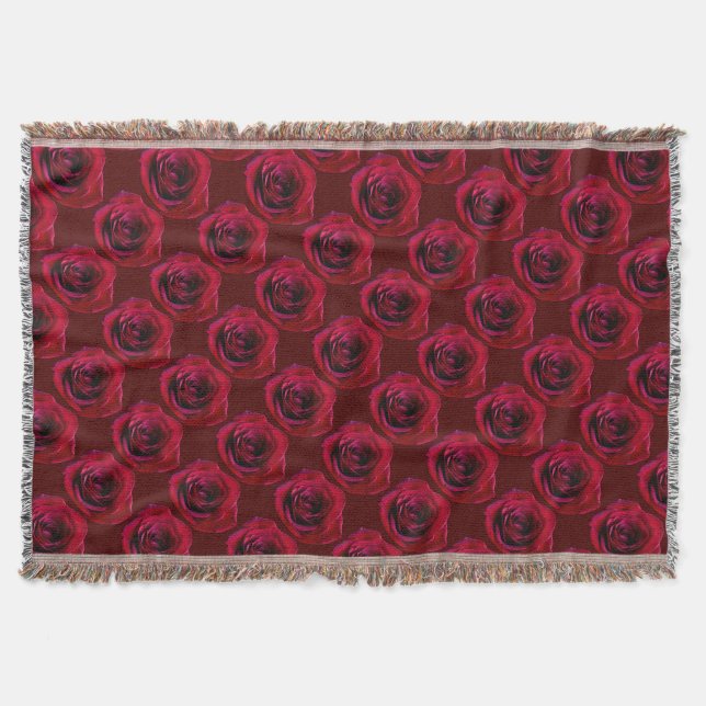 Rose Flower Blanket Red Roses Throw Blankets Gifts (Front)