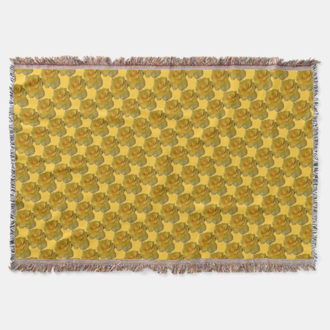 Rose Flower Blanket Yellow Rose Throw Blanket Gift (Front)