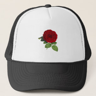Rose Flower Blossoms Red Green Isolated Vintage Trucker Hat
