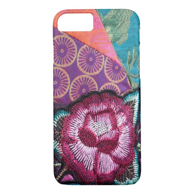 Rose flower embroidered look colourful boho Case-Mate iPhone case (Back)