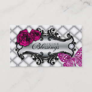 Rose Flower Fashion Jewellery Butterfly Glitter Business Card