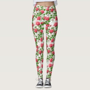 Rose Flower Floral Foliage Pattern Leggings