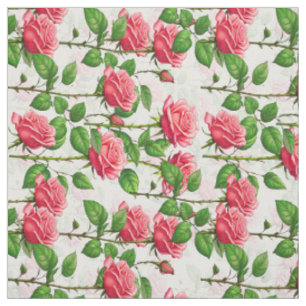 Rose Flower Floral Foliage Pattern Textile Fabric