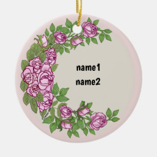 Rose flower garland ceramic tree decoration