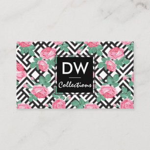 Rose Flower Geometric Pattern Business Card