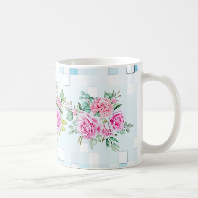  Rose Flower Mug-11 oz-Durable Ceramic Coffee Mug (Right)