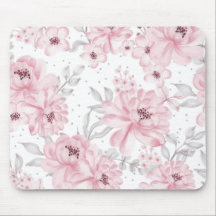 Rose flower pattern mouse pad