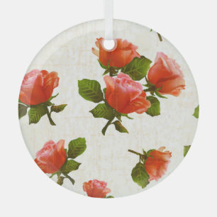 Rose flower pattern, vintage background. glass tree decoration