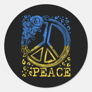 Rose Flower Peace Ukraine Vintage Flag Shirt Ukrai Classic Round Sticker