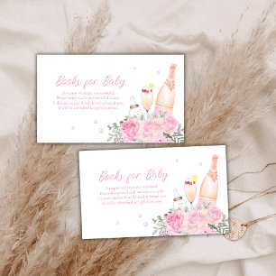Rose Flower Poppin Champagne Books For Baby Shower Enclosure Card