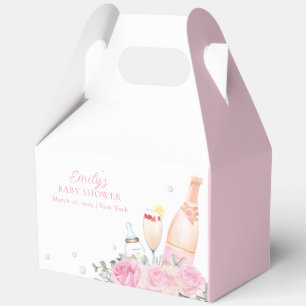 Rose Flower Poppin Champagne Bottles Baby Shower Favour Box