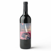 Rose flower sailboat wedding sticker