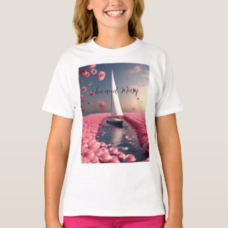 Rose flower sailboat wedding sticker T-Shirt