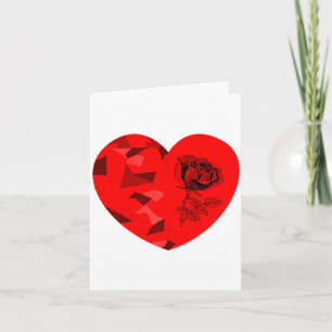 Rose Flower Valentine Red Heart Card