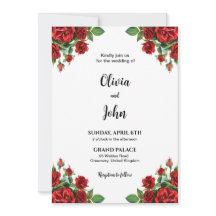 Rose Flower Wedding Invitation Template, Printable