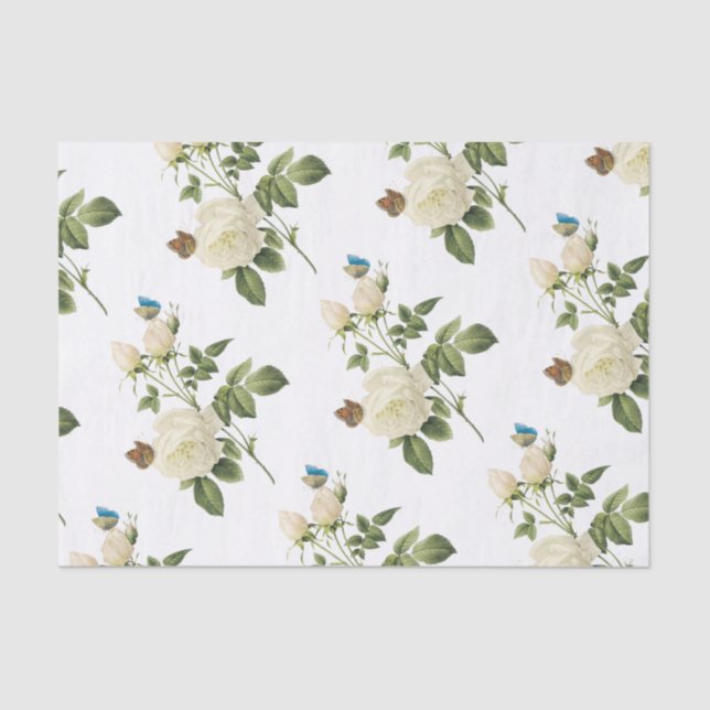 Rose Flower with Butterfly Pattern Tissue Paper (Front)