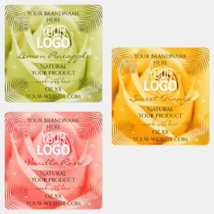 Rose Flower Yellow Orange Pink Product Labels Logo