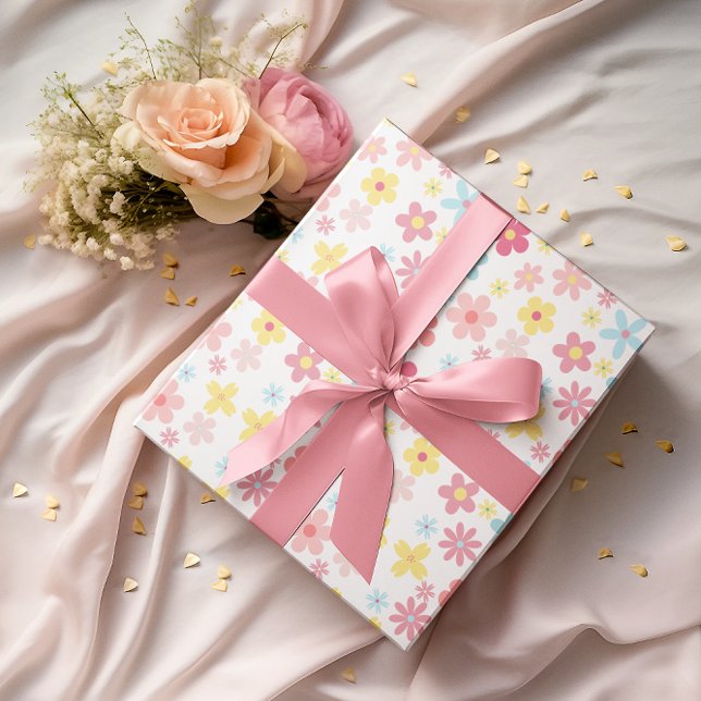 Rose Flowers Birthday Baby Shower Pastel Cute  Wrapping Paper Sheet (Creator Uploaded)