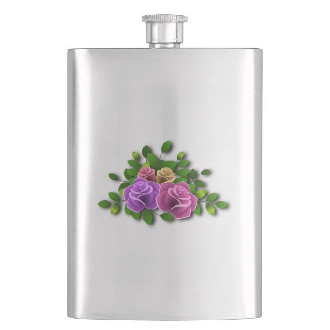 Rose Flowers Hip Flask (Front)
