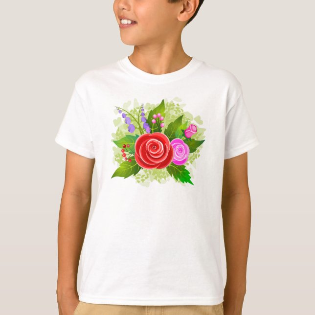 Rose Flowers Illustration T-Shirt (Front)