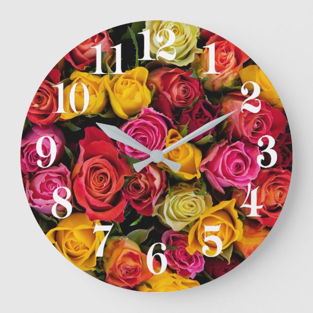 Rose Flowers Large Clock (Front)