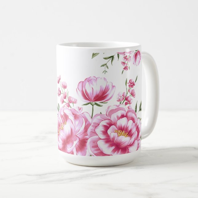 Rose Flowers Modern Design Coffee Mug (Front Right)