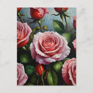 Rose flowers Oil Painting Postcard