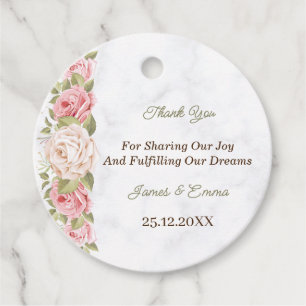 Rose Flowers Personalised Wedding Favour Tags