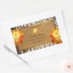 Rose Flowers Product Labels Natural Wood Grain