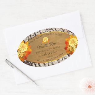Rose Flowers Product Labels Natural Wood Grain