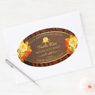 Rose Flowers Product Labels Natural Wood Grain