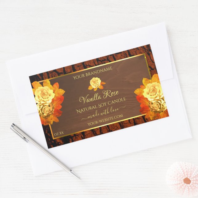 Rose Flowers Product Labels Natural Wood Grain (Envelope)