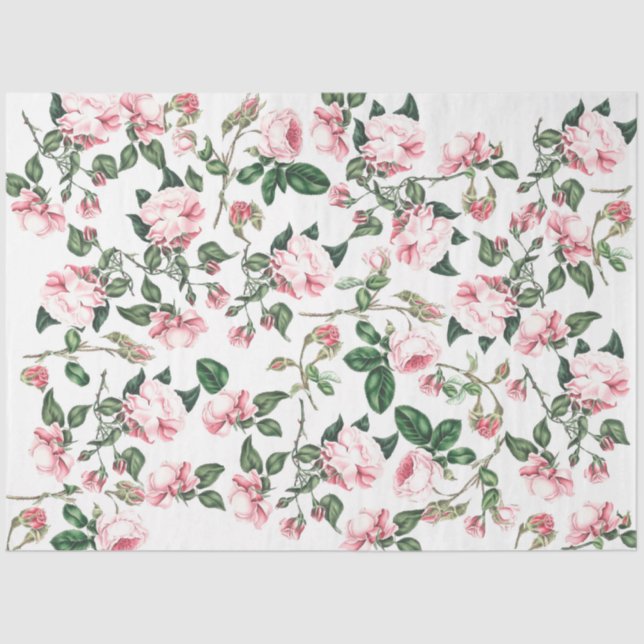Rose Flowers Rosebuds Floral Tissue Paper (Front)