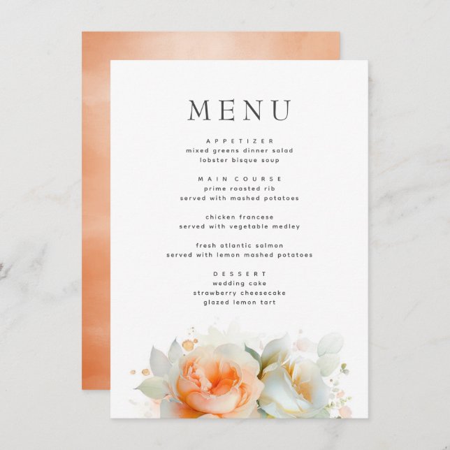 Rose Flowers Summer Boho Botanical Menu (Front/Back)